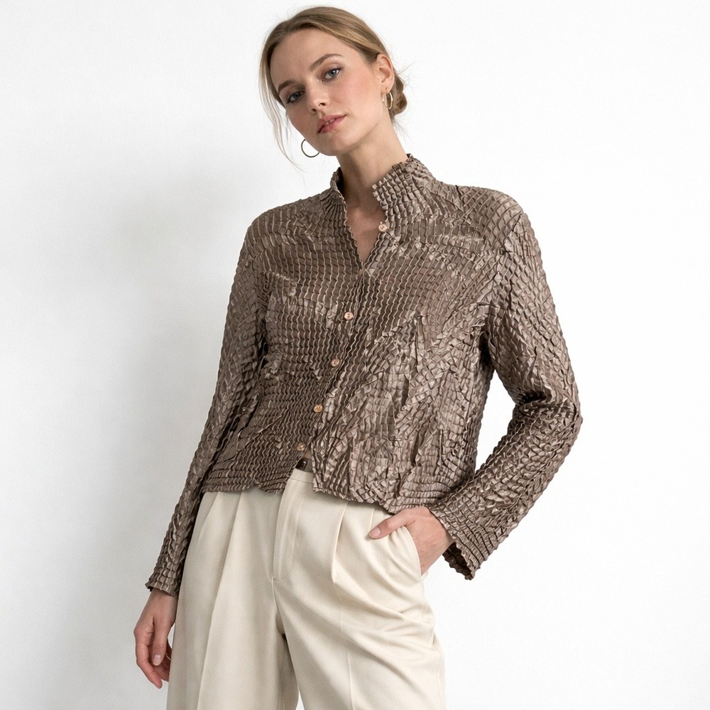 JOLIE MINE PARIS Crinkle Textured Button Shirt Minimalist Y2K